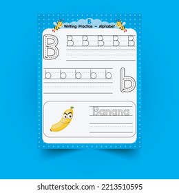 Alphabet tracing worksheet with letter and vocabulary