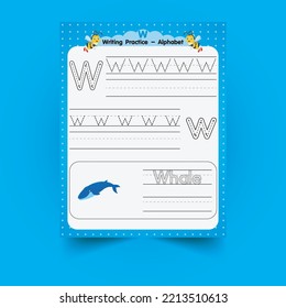 Alphabet tracing worksheet with letter and vocabulary