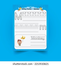 Alphabet tracing worksheet with letter and vocabulary