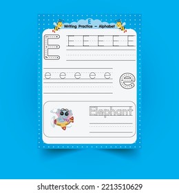 Alphabet tracing worksheet with letter and vocabulary