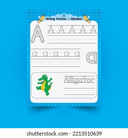 Alphabet tracing worksheet with letter and vocabulary