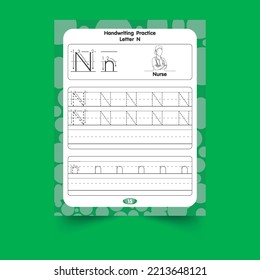 Alphabet tracing worksheet with letter and vocabulary