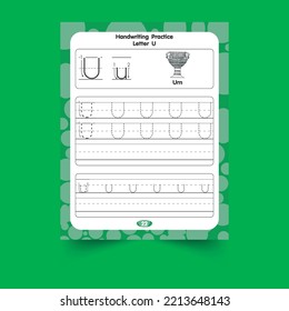 Alphabet tracing worksheet with letter and vocabulary