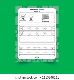 Alphabet tracing worksheet with letter and vocabulary