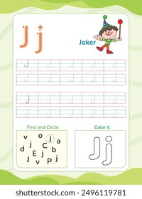 Alphabet tracing worksheet with letter and vocabulary