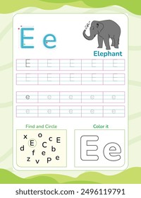 Alphabet tracing worksheet with letter and vocabulary
