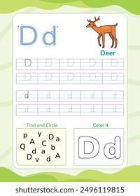 Alphabet tracing worksheet with letter and vocabulary