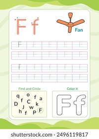 Alphabet tracing worksheet with letter and vocabulary