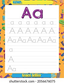Alphabet tracing worksheet for preschool and kindergarten. Writing practice letter 