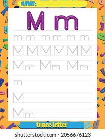 Alphabet tracing worksheet for preschool and kindergarten. Writing practice letter 