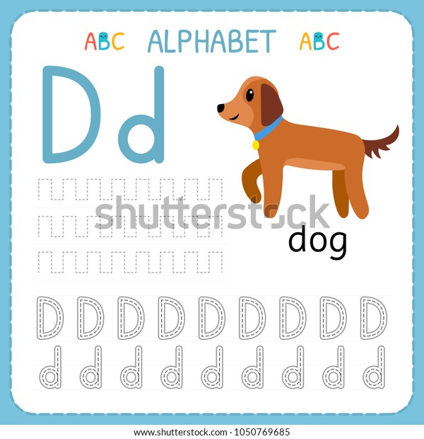 alphabet tracing worksheet preschool kindergarten writing stock vector royalty free 1050769685 shutterstock