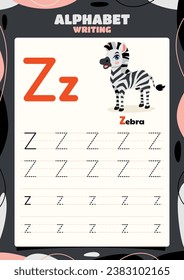 Alphabet Tracing Worksheet Template With Animal