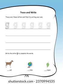 Alphabet tracing worksheet A to Z. ABC writing pages. Small letters tracing worksheet. Handwriting exercises for kids. Printable worksheet. Penmanship, fine motor skills, hand-eye coordination. globe