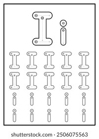Hojas de trabajo de trazado de alfabeto para niños con letras mayúsculas y minúsculas Páginas de práctica Letra I