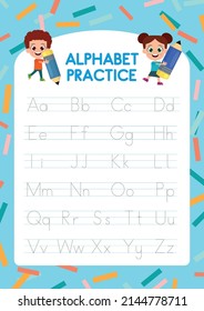 Alphabet Tracking Worksheet Children Uppercase Letters Stock Vector ...