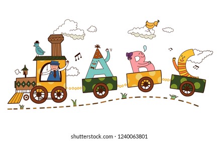 Alphabet trains and animals