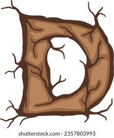 an alphabet with a tree root theme