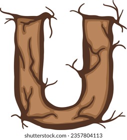 an alphabet with a tree root theme