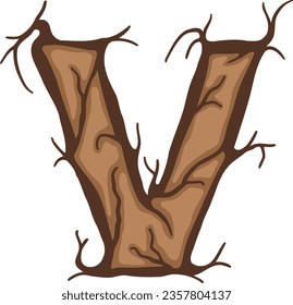 an alphabet with a tree root theme