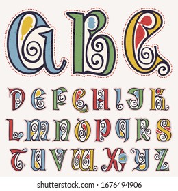 Alphabet in true celtic knot-spiral style. Perfect typeface for for history identity, medieval print, tribal posters, etc.