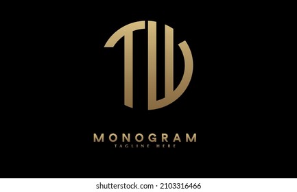 Alphabet TW or WT illustration monogram vector logo template in round shape