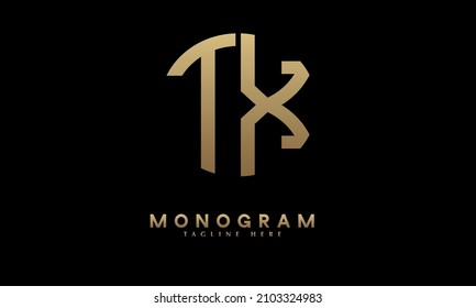 Plantilla de logotipo del vector de monograma de ilustración TX o XT en forma redonda