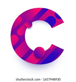 Alphabet type C. typeface in abstract gradient background. Vector Illustrate.