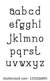 Alphabet type design. Hand pen serif font, line style. English letters. Typeface clip art, vector illustration. Hand drawn. EPS 10
