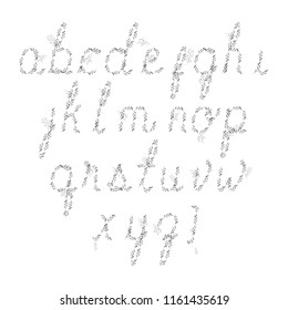 alphabet type font with leafs