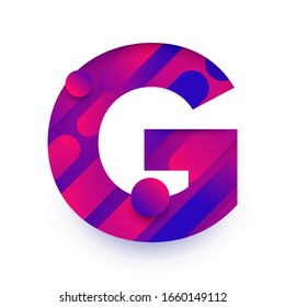 Alphabet type G. typeface in abstract gradient background. Vector Illustrate.