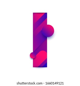 Alphabet type I. typeface in abstract gradient background. Vector Illustrate.