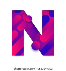 Alphabet type N. typeface in abstract gradient background. Vector Illustrate.