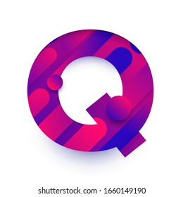 Alphabet type Q. typeface in abstract gradient background. Vector Illustrate.