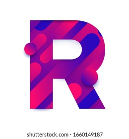 Alphabet type R. typeface in abstract gradient background. Vector Illustrate.