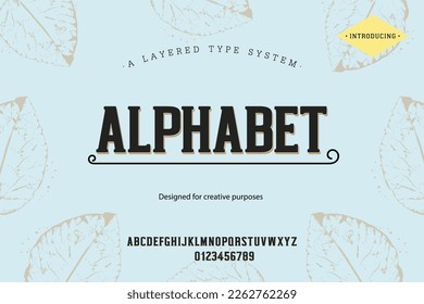 Alphabet typeface. For labels and different type designs