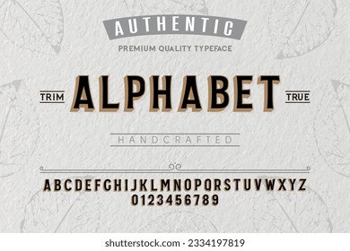Alphabet typeface. For labels and different type designs