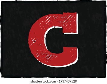 Alphabet typeface vintage C. Halftone brush. Vector illustration