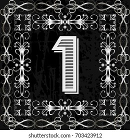 alphabet typeface vintage font and monogram floral lettering label design named 1