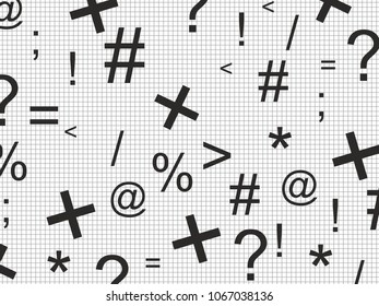 alphabet typogpaphy fonts and numbers vector background monochrome pattern