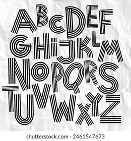 Alphabet Typografie Design in Schwarz-Weiß ,Illustration Vektorgrafik 
