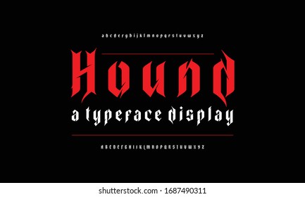 Alphabet typography design. Typeface classic stylish. Metal display font.