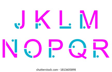Tipo de letra de tipografía alfabética con dos elementos de color brillante
