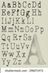 Alphabet typography made from lines