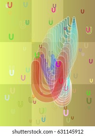 Alphabet U art pattern