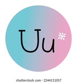 Alphabet U in capital and small letters on pastel color and circle background as a vector