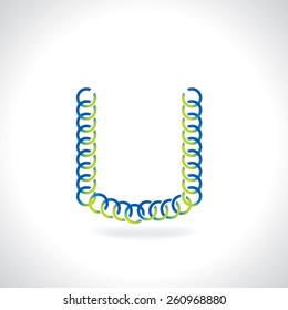 alphabet U created by blue green circle