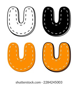 Alphabet U in flat style isolated