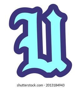 Alphabet U for Jacket Emblem Sky Blue and Navy Color