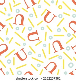 Alphabet U Letter Vector Seamless Pattern