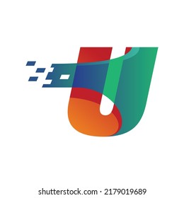 Alphabet U logo design vector template illustration with technology